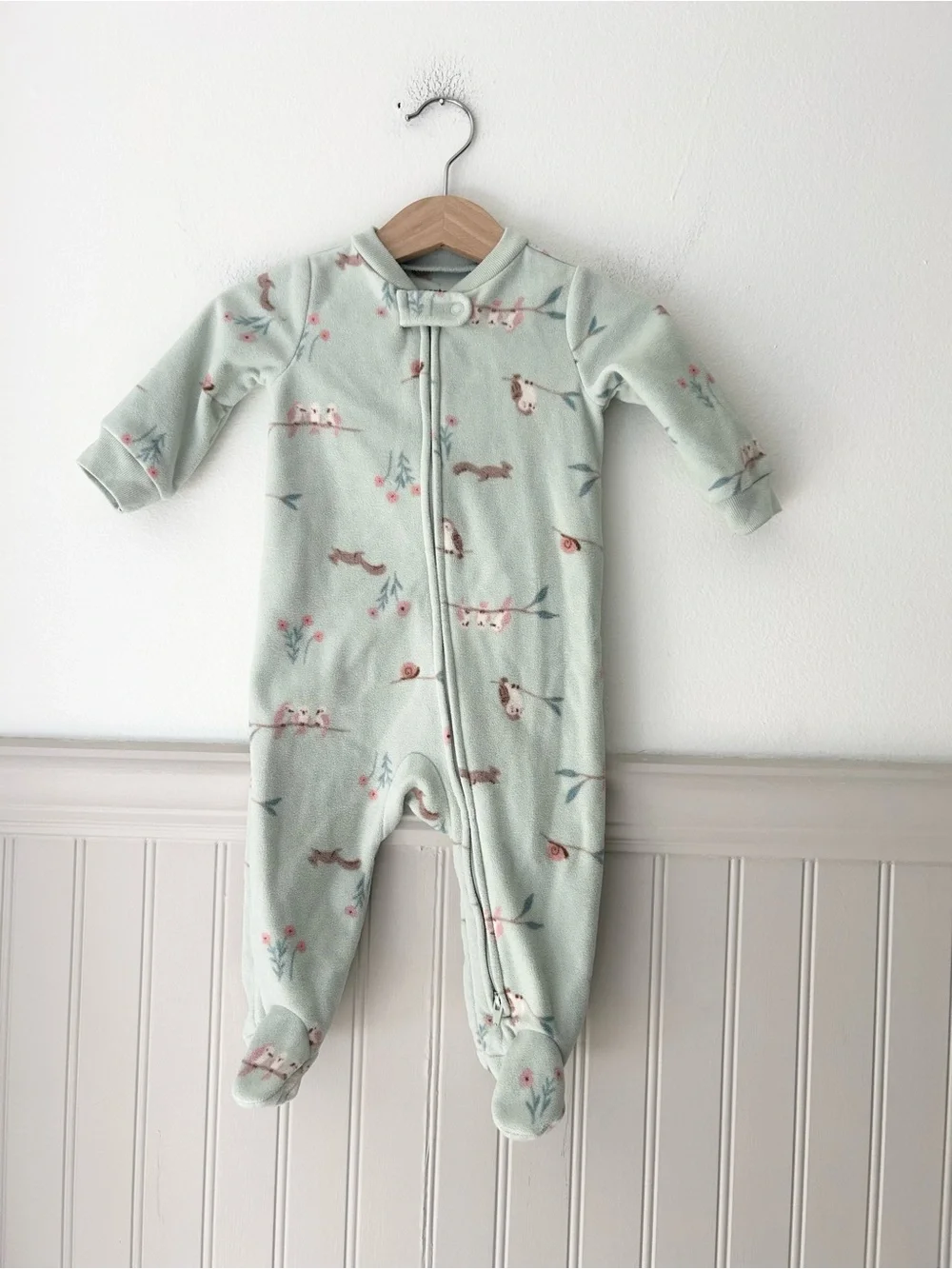 Carter’s 6 Months Mint Woodland Footed Sleeper 2-Way Zipper